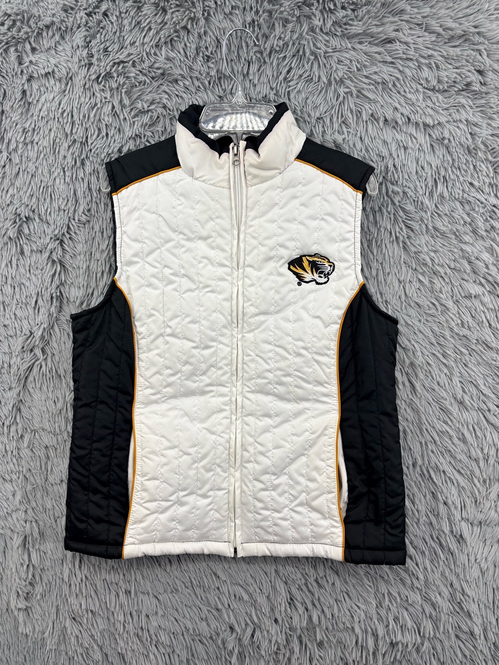 Mizzou Tigers Quilted Puffer Vest Womens Small Black Gold Football Missouri GIII